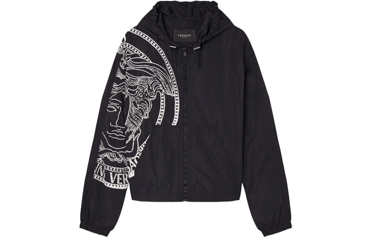 Versace Black Printed Zip-Up Hoodie Jacket A89342-1F00957-1B000