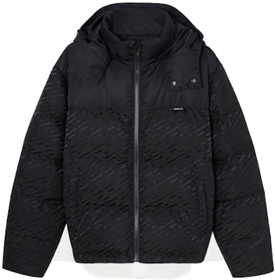 베르사체 블랙 패치워크 푸퍼 재킷 풀집 후드 롱슬리브. 1003636-1A02841-1B000 Lookbook 베르사체 블랙 패치워크 푸퍼 재킷 풀집 후드 롱슬리브. 1003636-1A02841-1B000