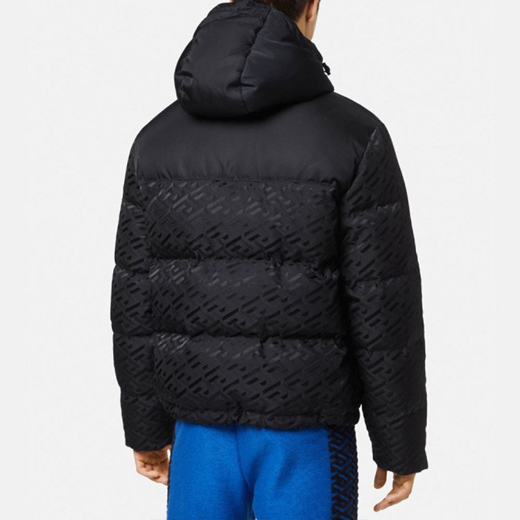 Details for 베르사체 블랙 패치워크 푸퍼 재킷 풀집 후드 롱슬리브. 1003636-1A02841-1B000