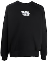VERSACE Black Pullover Sweatshirt with Embroidered Logo. 1001774-1A01446-1B000 VERSACE Black Pullover Sweatshirt with Embroidered Logo. 1001774-1A01446-1B000