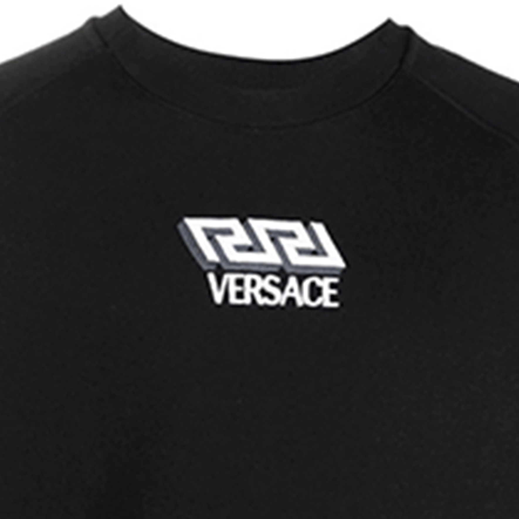 Details for ヴェルサーチ ブラック 刺繍ロゴ入りプルオーバースウェットシャツ 1001774-1A01446-1B000
