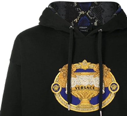 范思哲黑色刺绣字母套头卫衣 A88699-A231242-A1008 Sizing 范思哲黑色刺绣字母套头卫衣 A88699-A231242-A1008