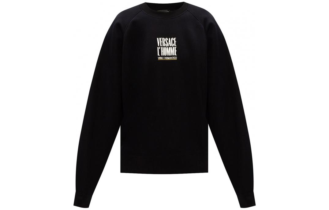 Versace Black Pullover Sweatshirt with Letter Print Design A86421-A234458-A1008