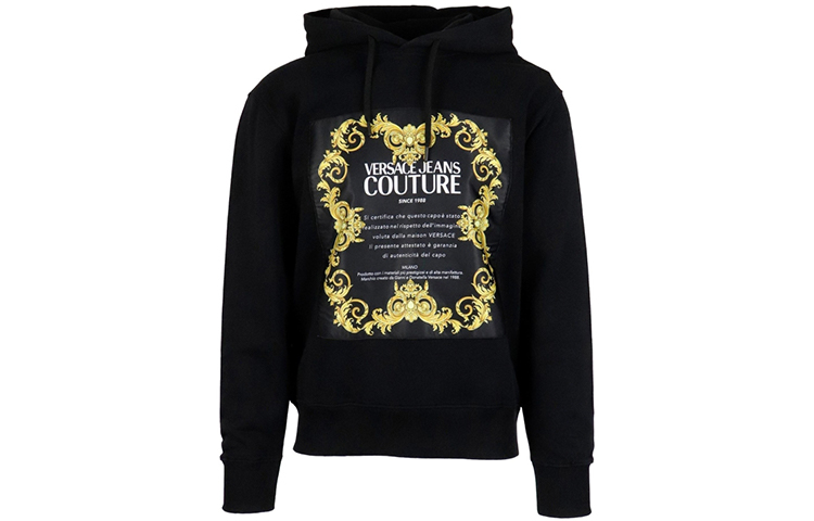 Versace Black Pullover Sweatshirt with Logo Letter Print B7GWA7TY-30453-K42