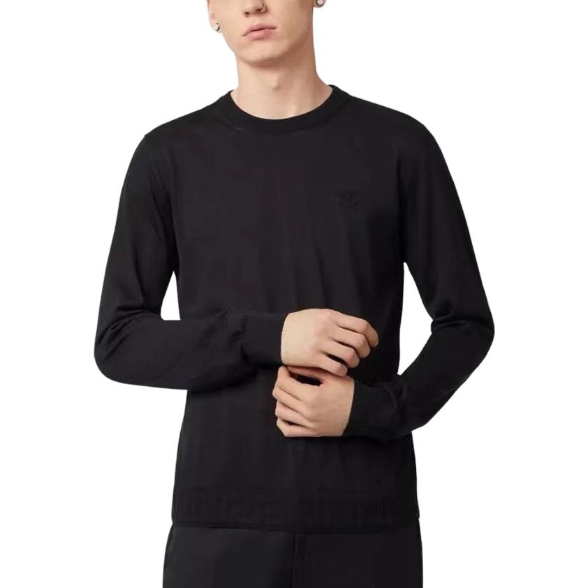 Shop VERSACE 黑色圓領羊絨針織毛衣 A69777-A236032-A1008