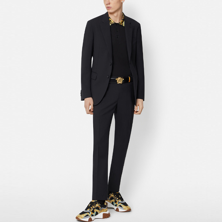 Lookbook VERSACE 黑色短袖印花领口 Polo 衫 A85106-A231240-A2003