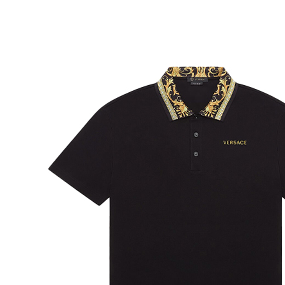 Purchase VERSACE 黑色短袖印花领口 Polo 衫 A85106-A231240-A2003