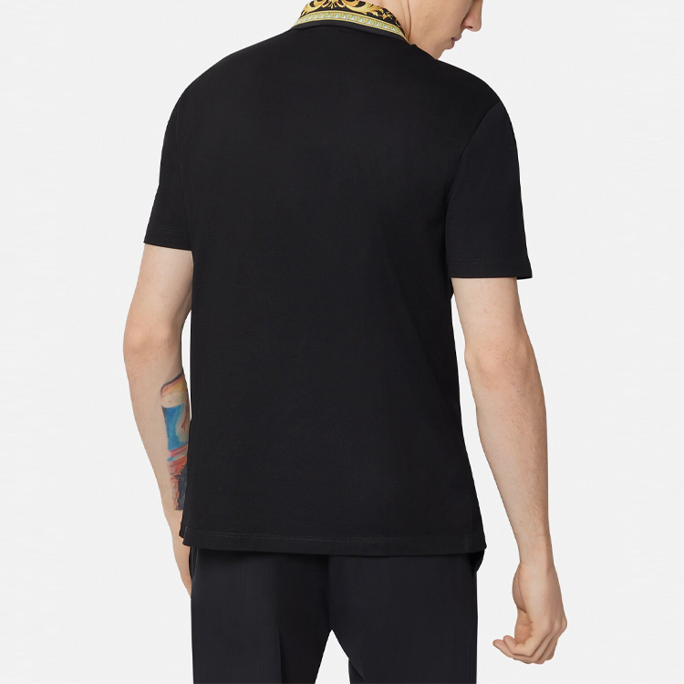 Details for VERSACE 黑色短袖印花领口 Polo 衫 A85106-A231240-A2003