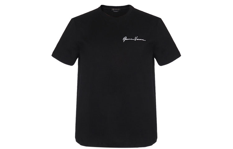 Order ヴェルサーチ メンズ ブラック シグネチャー クルーネック Tシャツ A84828-A228806-A2024