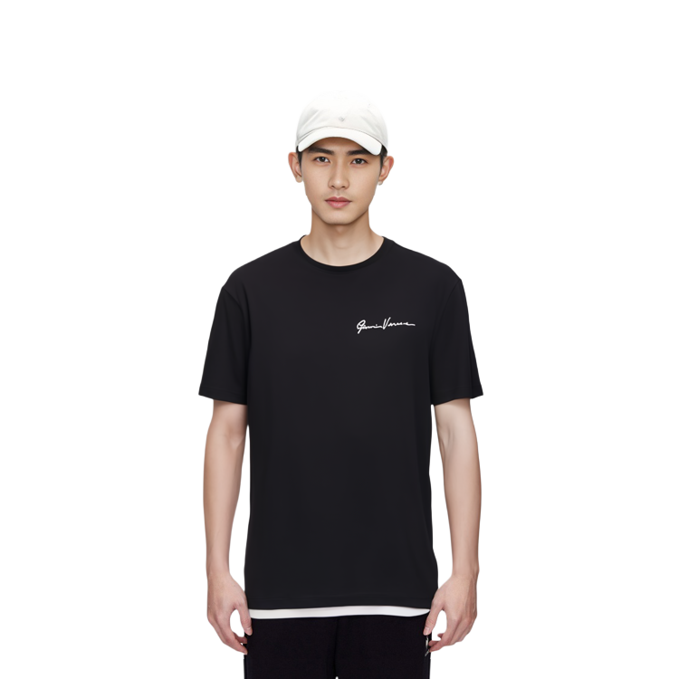 Purchase ヴェルサーチ メンズ ブラック シグネチャー クルーネック Tシャツ A84828-A228806-A2024