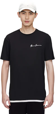 ヴェルサーチ メンズ ブラック シグネチャー クルーネック Tシャツ A84828-A228806-A2024 Purchase ヴェルサーチ メンズ ブラック シグネチャー クルーネック Tシャツ A84828-A228806-A2024