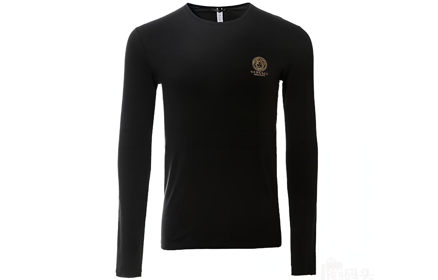 Versace Black Slim-Fit Long Sleeve T-Shirt Medusa Head AUU01007-AC00059-A008