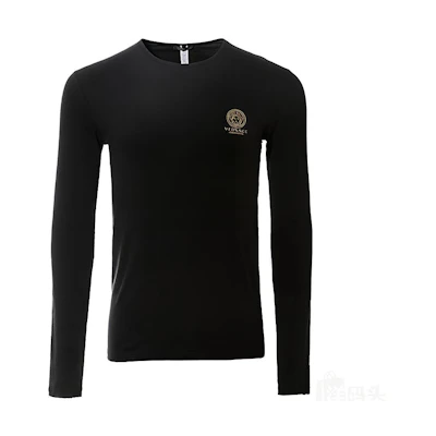 Versace Black Slim-Fit Long Sleeve T-Shirt Medusa Head AUU01007-AC00059-A008