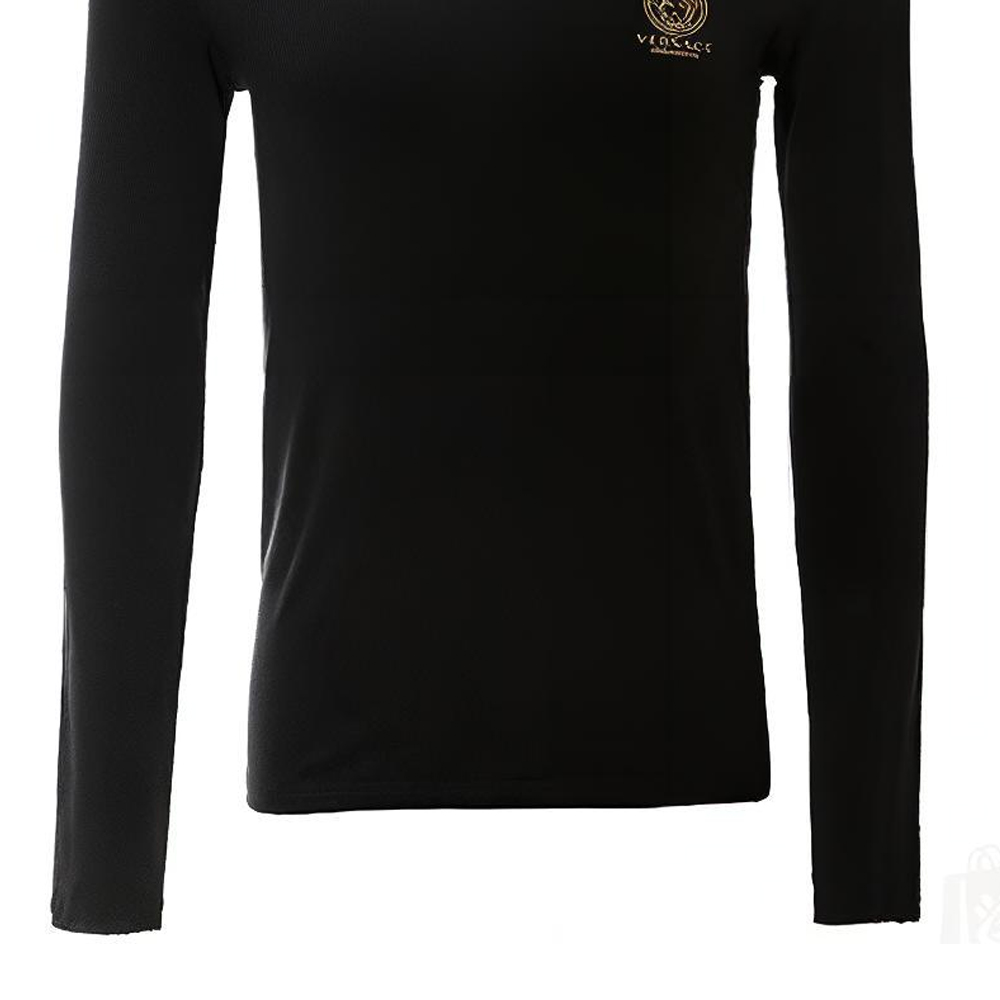 Sizing 范思哲黑色修身长袖T恤美杜莎头像 AUU01007-AC00059-A008