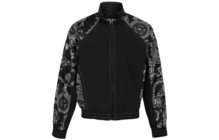 VERSACE Black Slim-Fit Printed Jacket with Stand Collar and Zipper. 71GAS401-CQS02 圖 3