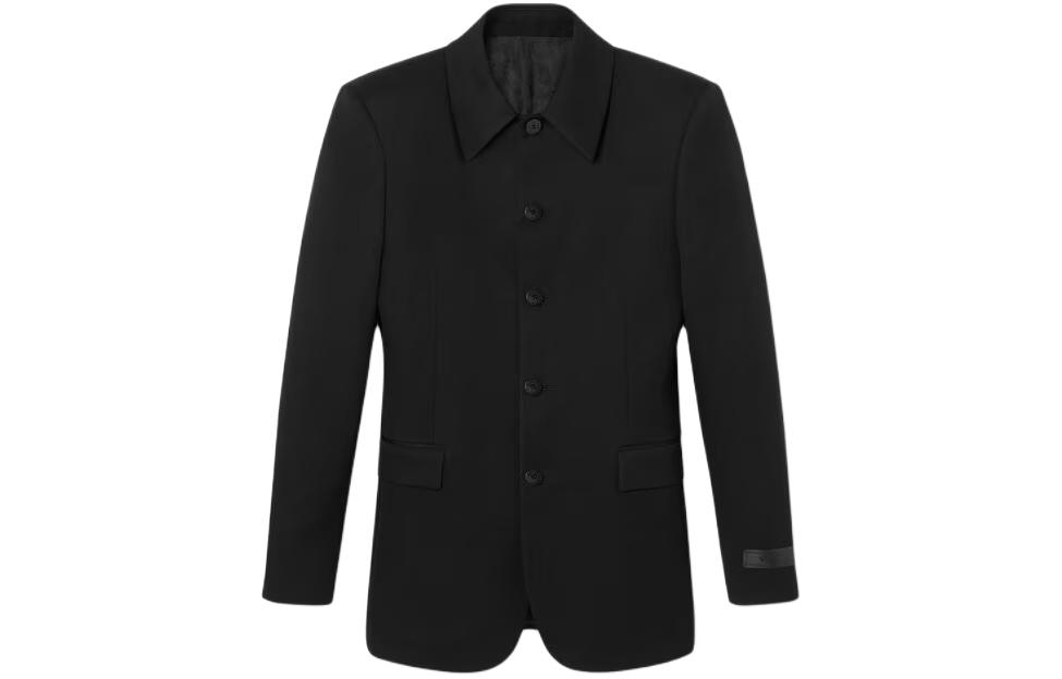 Versace Black Solid Collar Long-Sleeve Button-Up Jacket 1014776-1A10259-1B000
