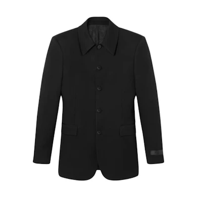 Versace Black Solid Collar Long-Sleeve Button-Up Jacket 1014776-1A10259-1B000