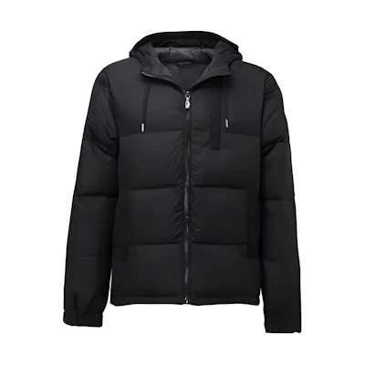Versace Black Solid Color Hooded Puffer Jacket with Zipper E5GOA909-29113-899