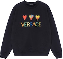 VERSACE Black Sweatshirt Heart Embroidery Design A83121-A228146-A008 VERSACE Black Sweatshirt Heart Embroidery Design A83121-A228146-A008