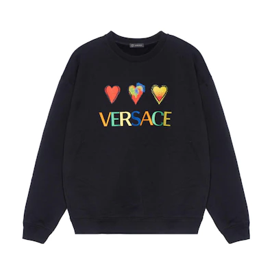 VERSACE Black Sweatshirt Heart Embroidery Design A83121-A228146-A008