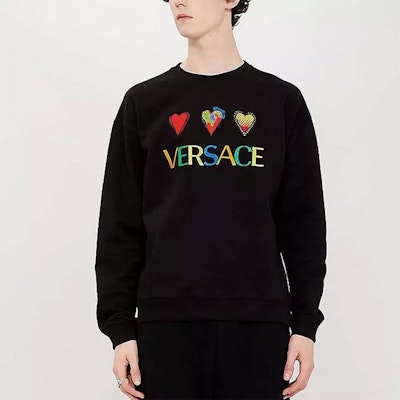 VERSACE 黑色心形刺绣设计卫衣 A83121-A228146-A008 Purchase VERSACE 黑色心形刺绣设计卫衣 A83121-A228146-A008