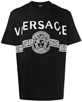 VERSACE Black T-Shirt with Alphabet Logo Print Short Sleeve Pullover A86893-A228806-A1008 VERSACE Black T-Shirt with Alphabet Logo Print Short Sleeve Pullover A86893-A228806-A1008