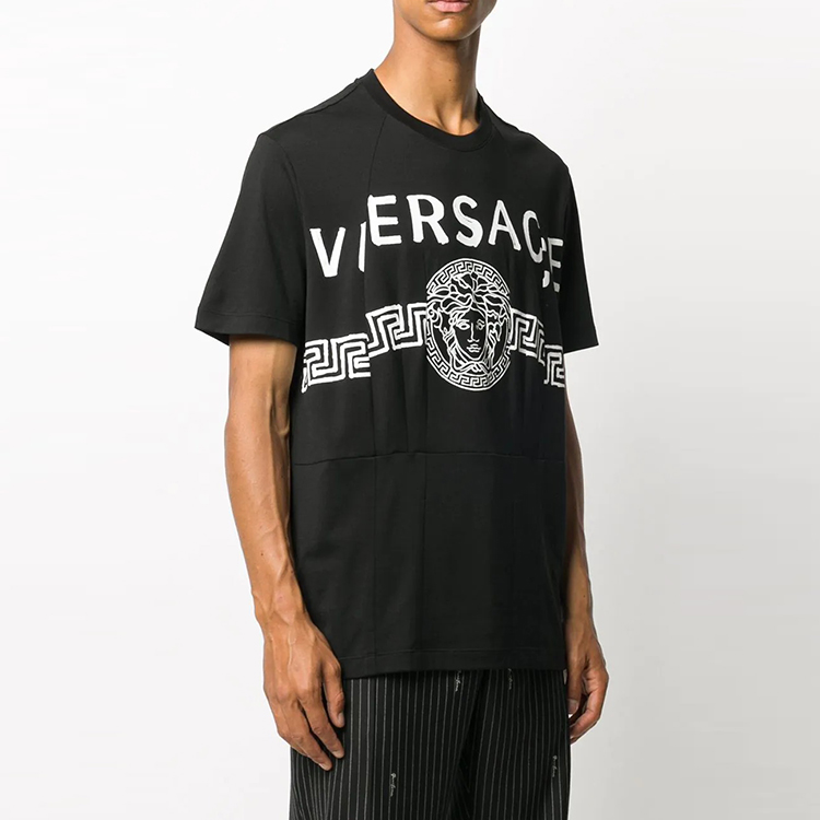 VERSACE Black T-Shirt with Alphabet Logo Print Short Sleeve Pullover A86893-A228806-A1008 圖 4