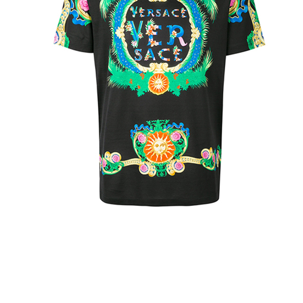 Purchase VERSACE 黑色大花卉標誌印花T恤 A77276-A224831-A708