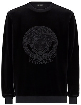 VERSACE 黑色天鹅绒长袖套头卫衣 AUU14028-AC00309-A008 Buy VERSACE 黑色天鹅绒长袖套头卫衣 AUU14028-AC00309-A008