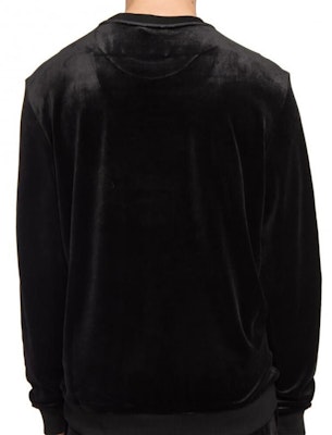 VERSACE 黑色天鹅绒长袖套头卫衣 AUU14028-AC00309-A008 Shop VERSACE 黑色天鹅绒长袖套头卫衣 AUU14028-AC00309-A008