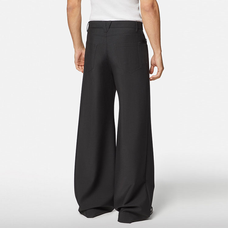 Shop VERSACE Black Wool Blend Casual Trousers A88938-1F01050-1B000