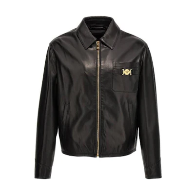 Versace Black Zip-Up Collared Jacket 1010587-1A07730-1B000