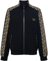 Versace Black Zip-Up Jacket with Logo Print Long Sleeves 10021001-A01623-5B010 Versace Black Zip-Up Jacket with Logo Print Long Sleeves 10021001-A01623-5B010