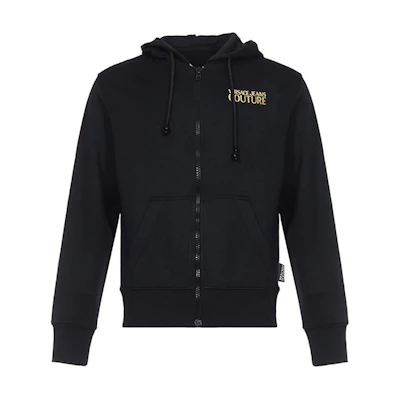 Versace Black Zip-Up Sweatshirt with Gold Foil Print Back Design B7GVA7GB-30325-K42
