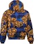 Shop VERSACE Blue Baroque Print Reversible Abstract Hooded Down Jacket. 71GAA422-CQS06-G42