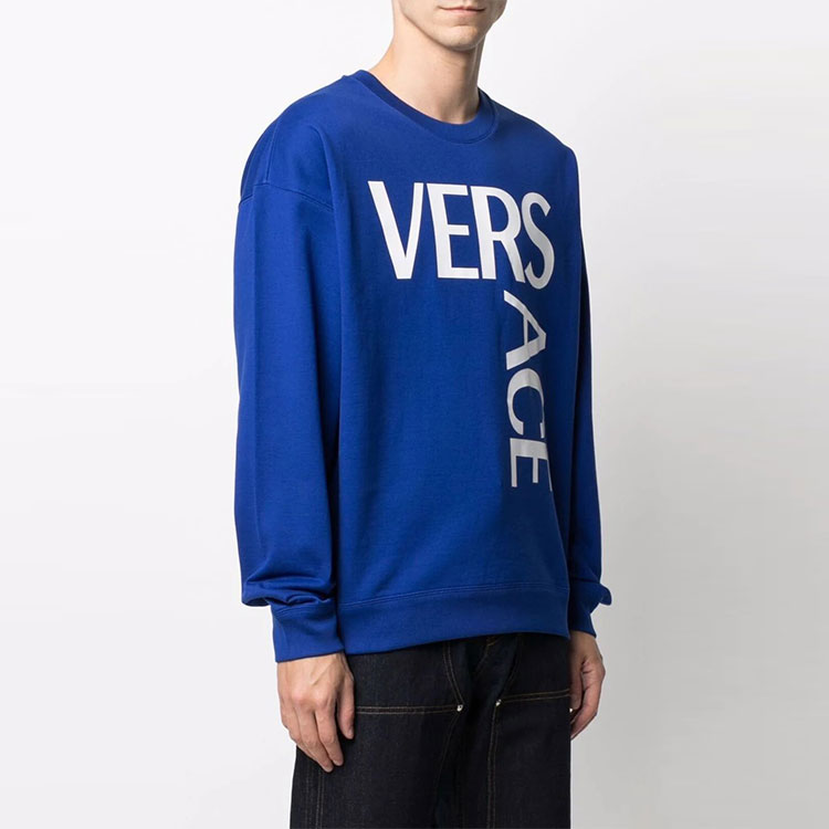 VERSACE Blue Crewneck Sweatshirt with Letter Pattern. 10013771A01015-1U600 圖 4