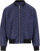 VERSACE Blue Diagonal Logo Print Zip-Up Jacket A88323-1A01931-5U180 VERSACE Blue Diagonal Logo Print Zip-Up Jacket A88323-1A01931-5U180