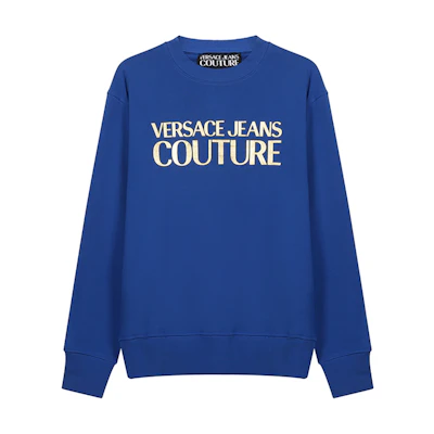 Versace Blue Fleece-Lined Logo Sweatshirt 71GAIT08-CF00T-G43