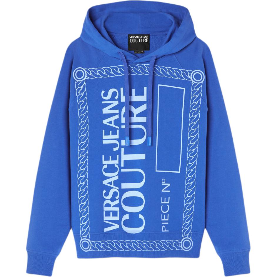 Versace Blue Hoodie with Logo Lettering Print E76GAIE04-ECF00E-E205