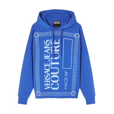 Versace Blue Hoodie with Logo Lettering Print E76GAIE04-ECF00E-E205