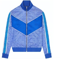VERSACE Blue Logo Print Colorblock Long Sleeve Jacket 1001509-1A01115_6U300 VERSACE Blue Logo Print Colorblock Long Sleeve Jacket 1001509-1A01115_6U300