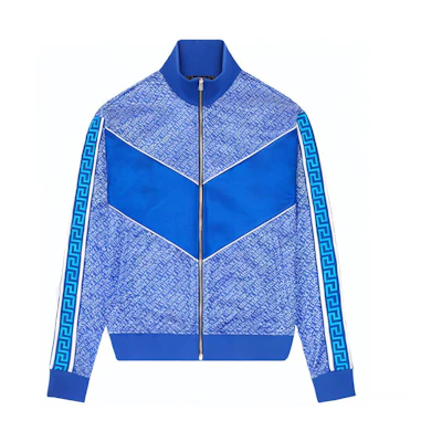 VERSACE Blue Logo Print Colorblock Long Sleeve Jacket 1001509-1A01115_6U300