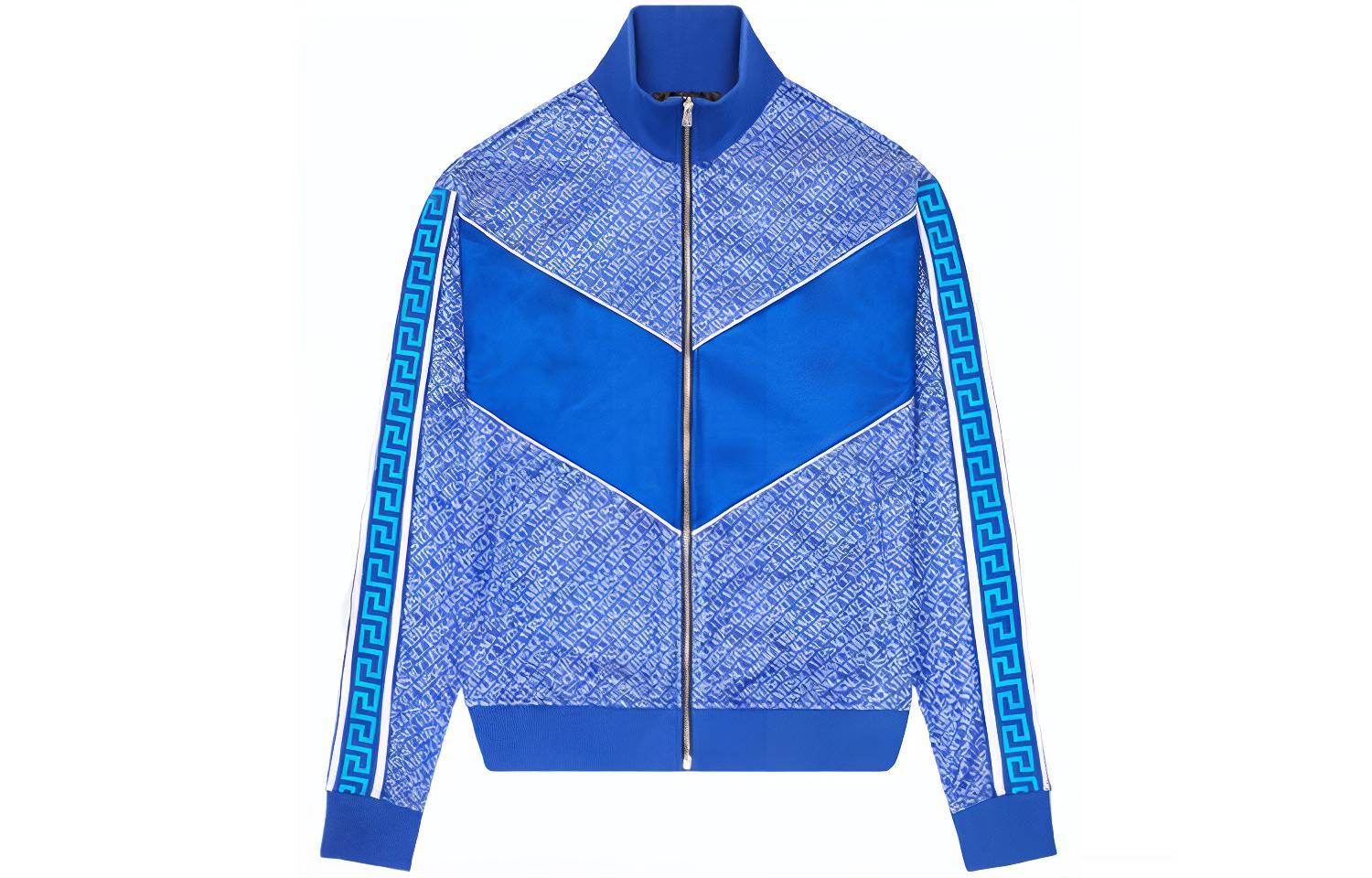 Order VERSACE Blue Logo Print Colorblock Long Sleeve Jacket 1001509-1A01115_6U300