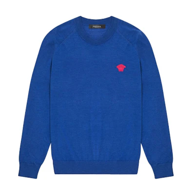 Versace Blue Medusa Embroidered Logo Pullover Sweatshirt. 1001174-1A00796-1U600