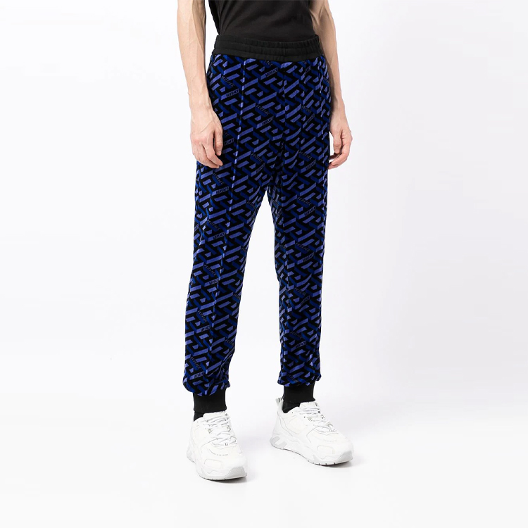 VERSACE Blue Pattern Print Mid-Rise Jogger Sweatpants 1002059-1A01609-2U340 圖 4