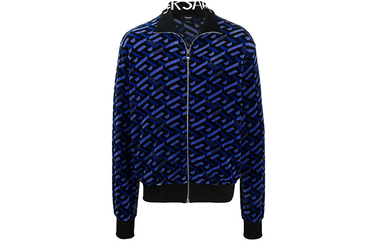 VERSACE Blue Pattern Print Zip-Up Long Sleeve Jacket 10020581-A01609-2U340