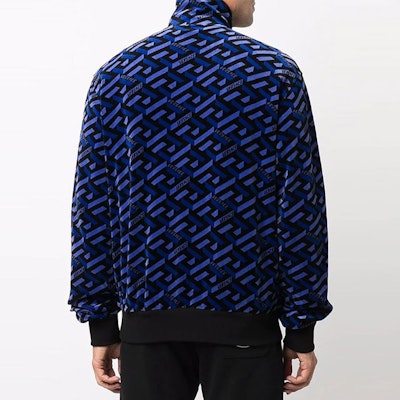 VERSACE Blue Pattern Print Zip-Up Long Sleeve Jacket 10020581-A01609-2U340 Shop VERSACE Blue Pattern Print Zip-Up Long Sleeve Jacket 10020581-A01609-2U340