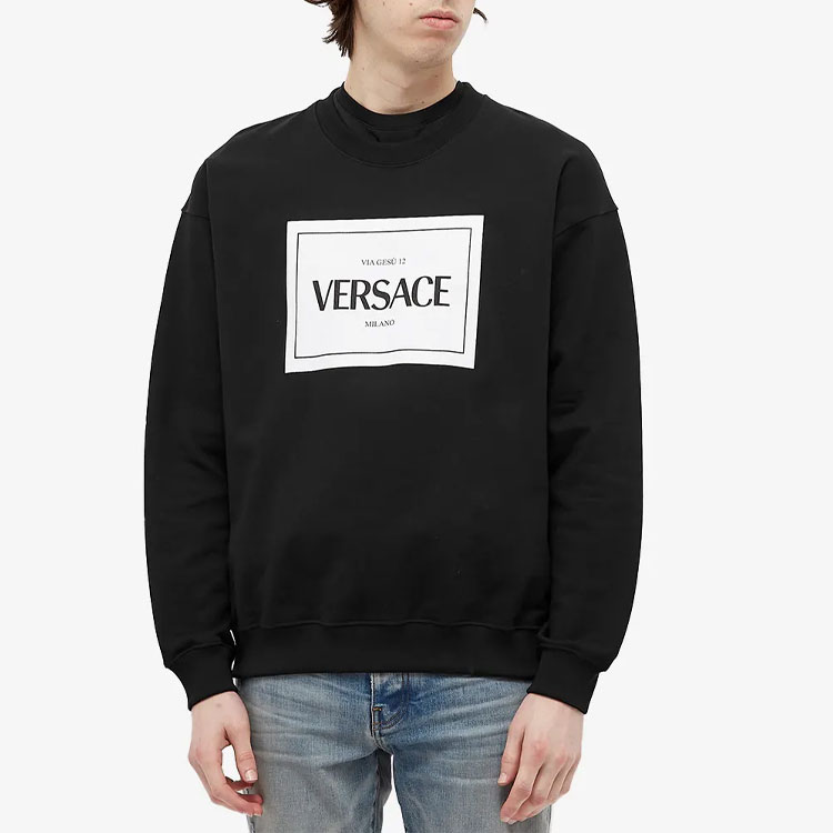 Shop 范思哲黑色长袖圆领卫衣 男士 BOX标志款 A89400-A231242-A1008