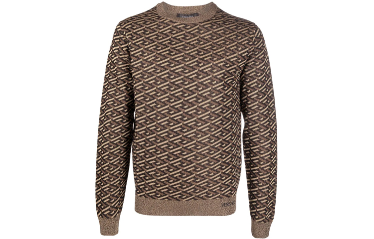 VERSACE Brown Patterned Loose-Fit Crewneck Long-Sleeve Sweater. 10024031-A015245-B090 圖 2