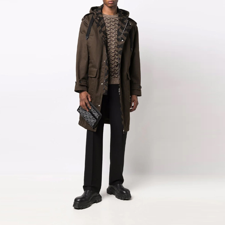 VERSACE Brown Patterned Loose-Fit Crewneck Long-Sleeve Sweater. 10024031-A015245-B090 圖 3